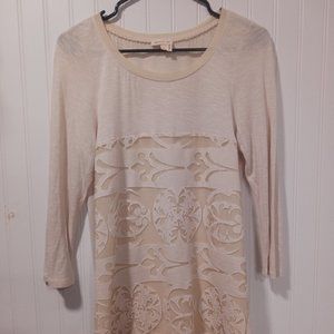Anthropologie Meadow Rue Small Cream Lace Tunic Top